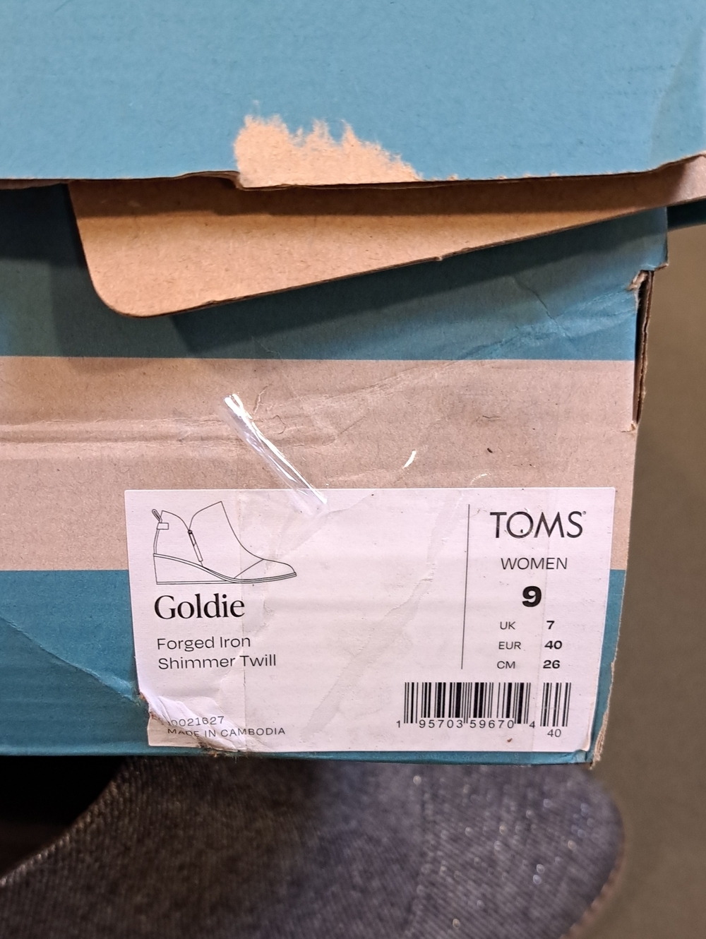Toms Women's Goldie Shimmer Twill Wedge Boot In Gray - Size: 9 - Picture 11 of 11